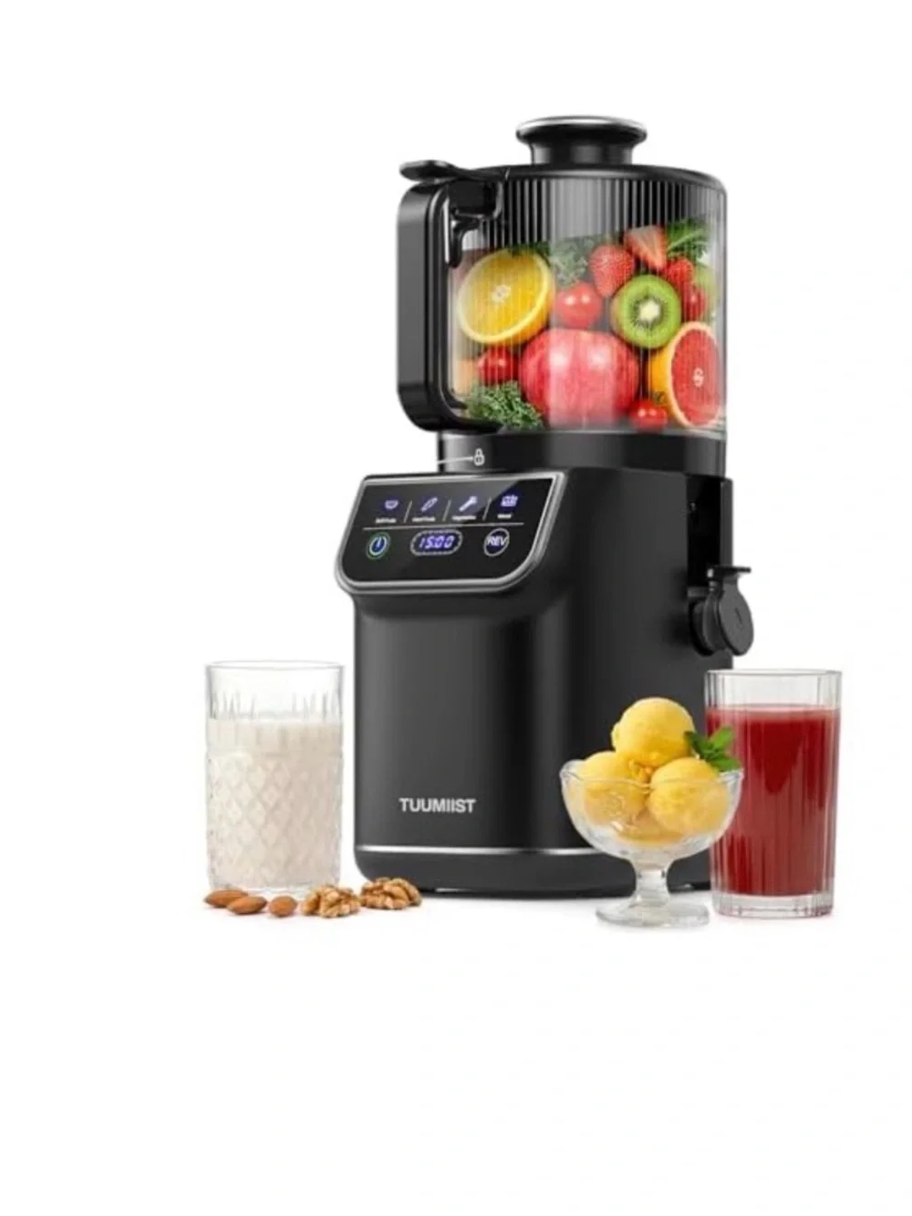 3-in-1 Cold Press Juicer Machine Smart Touch Masticating Juicers Whole Fruit &